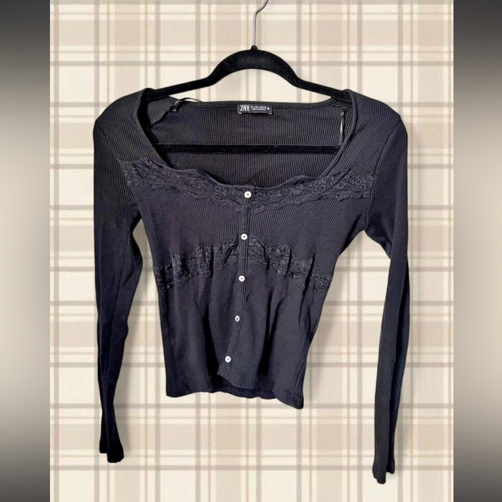 Zara Black Lace  Details Top